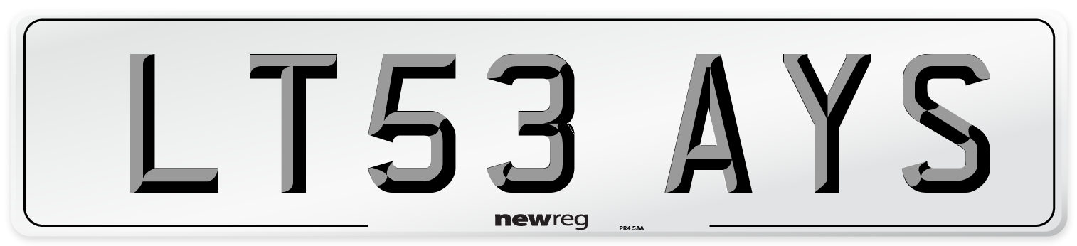 LT53 AYS Number Plate from New Reg